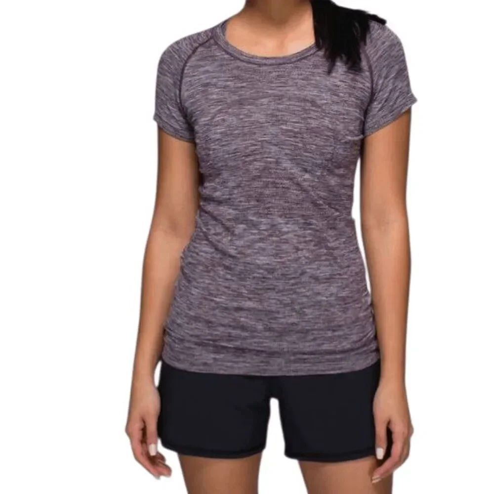 LULULEMON ATHLETIC Swiftly Tech Short Sleeve Crew In Heathered Back Cherry Size